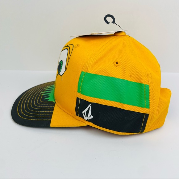 Volcom 'Happy Colors' Yellow Green Black Baseball Cap Hat Snapback Kids OSFM - Picture 3 of 9